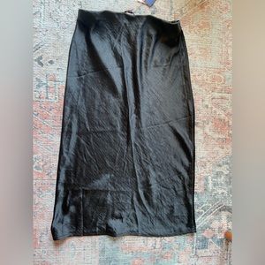 Black Satin Midi Skirt Size S